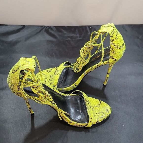 FASHION NOVA SNAKE PRINT LACE UP HIGH HEELS SANDAL - Picture 9 of 16